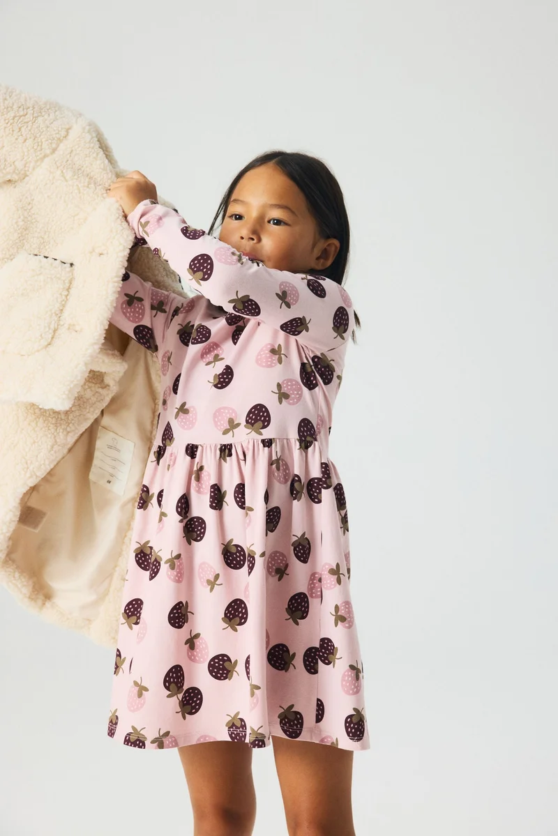 اتش اند ام فستان قطني مزين بطبعة